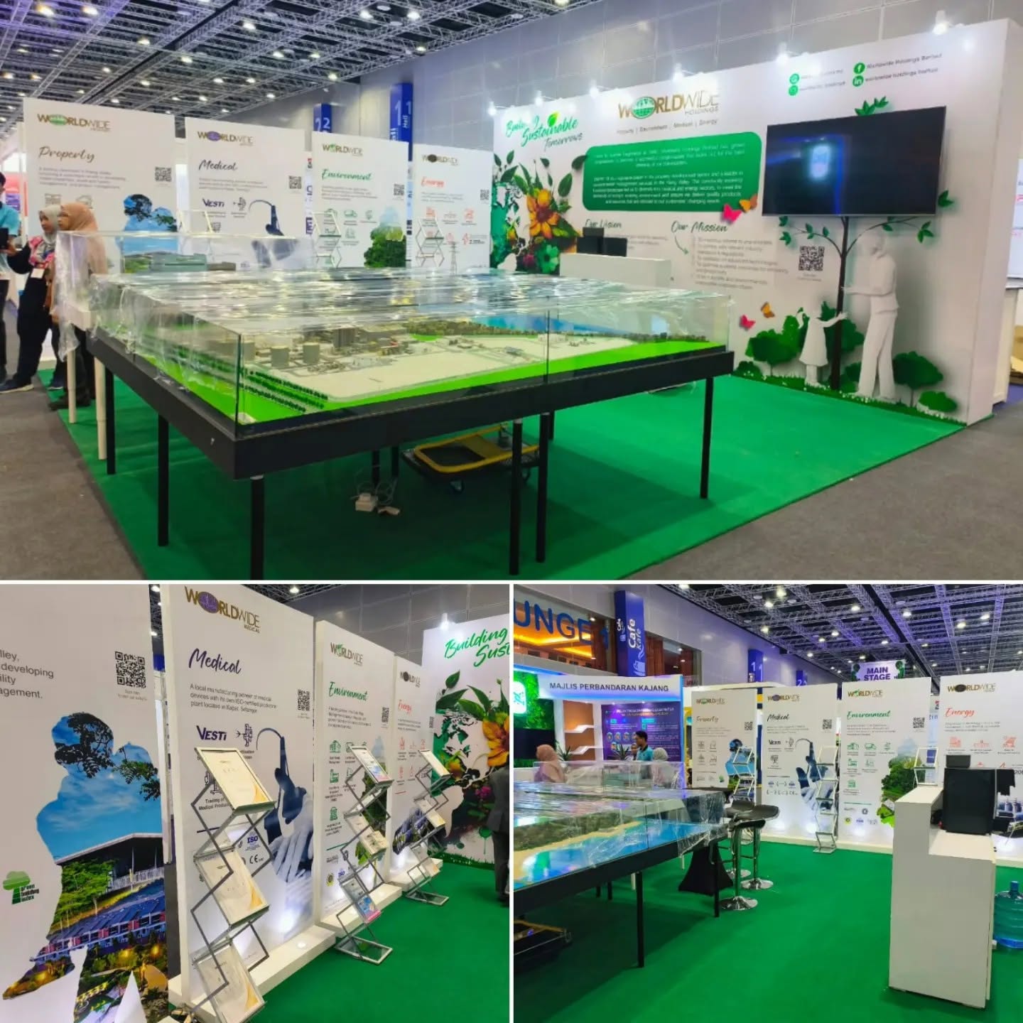 Worldwide Holdings exhibition booth with architectural model display